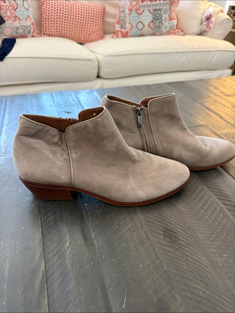 Sam Edelman Suede Ankle Booties in Taupe